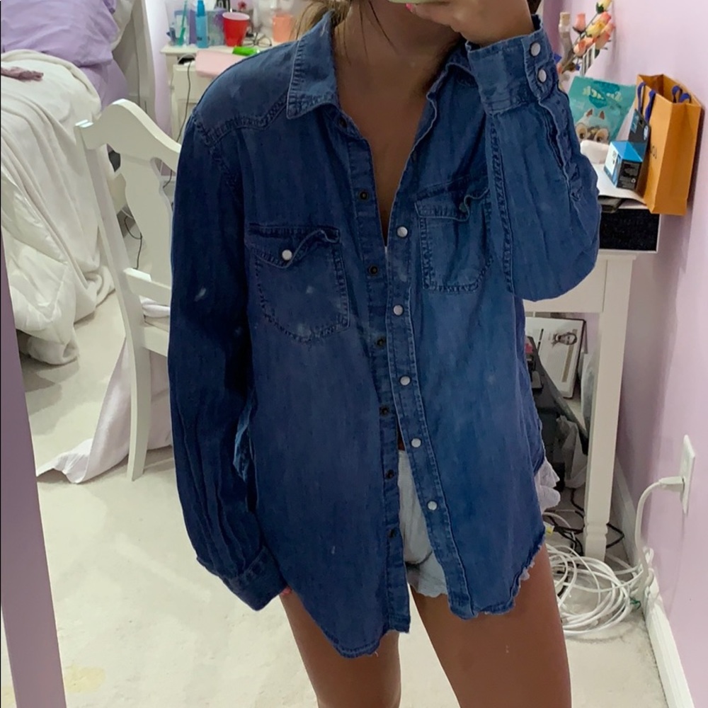 Long sleeve shirt/jacket with jean print size M